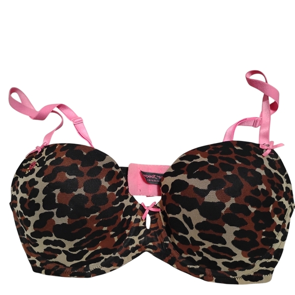 Betsey Johnson Intimates | Cheeta Print Bra with Pink Accents Jewel Tone | 36C - Picture 1 of 7